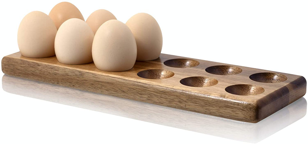 Youeon Acacia Wooden Egg Holder Countertop with Carry Handle, Wood Egg Tray  for 36 Eggs, Deviled Egg Tray, Egg Storage for Fresh Eggs, Easter Eggs
